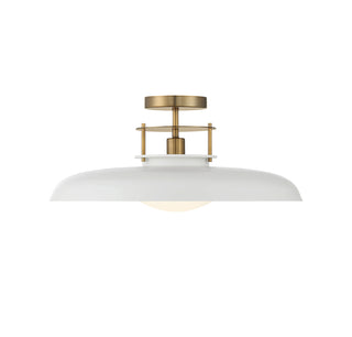 Gavin 1-Light Ceiling Light in White with Warm Brass Accents