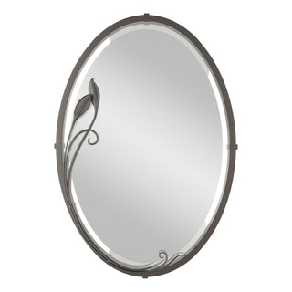 Beveled Oval Mirror with Leaf