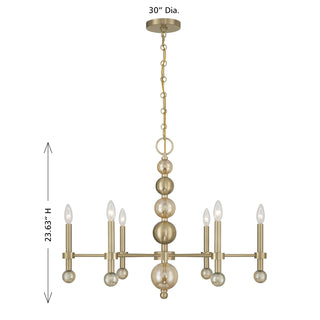 Crescent 6-Light Chandelier in Noble Brass