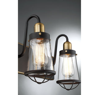 Lansing 3-Light Bathroom Vanity Light in English Bronze and Warm Brass