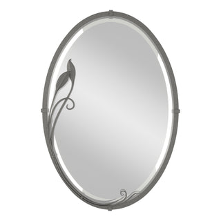 Beveled Oval Mirror with Leaf