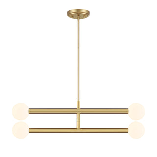 4-Light Chandelier in Natural Brass