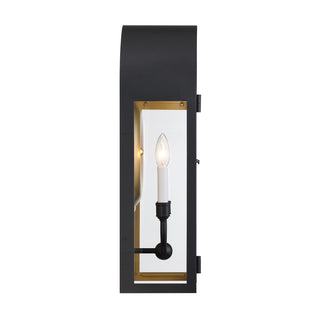 Grotto 2-Light Outdoor Wall Lantern in Matte Black with Vintage Gold