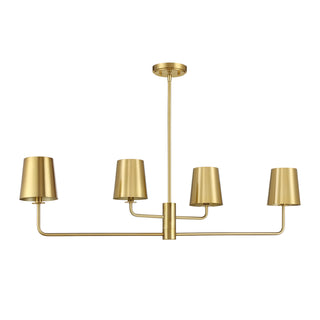 4-Light Linear Chandelier in Natural Brass