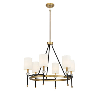 Tivoli 6-Light Chandelier in Matte Black with Warm Brass Accents