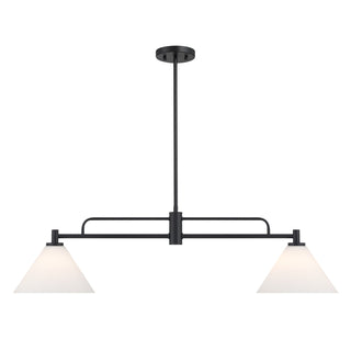 2-Light Linear Chandelier in Matte Black