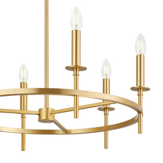 6-Light Chandelier in Natural Brass