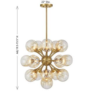 Matisse 16-Light Chandelier in Warm Brass