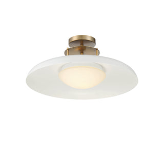 Gavin 1-Light Ceiling Light in White with Warm Brass Accents