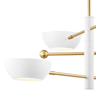 3-Light Chandelier in White and Natural Brass