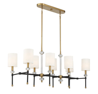 Tivoli 8-Light Linear Chandelier in Matte Black with Warm Brass Accents