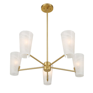 5-Light Chandelier in Natural Brass