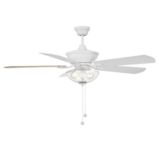 52" 2-Light Outdoor Ceiling Fan in White