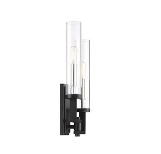 Folsom 2-Light Adjustable Wall Sconce in Matte Black with Polished Chrome Accents