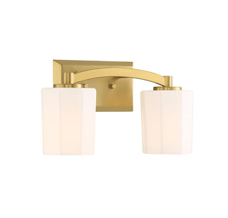 Whitney 2-Light Bathroom Vanity Light in Warm Brass
