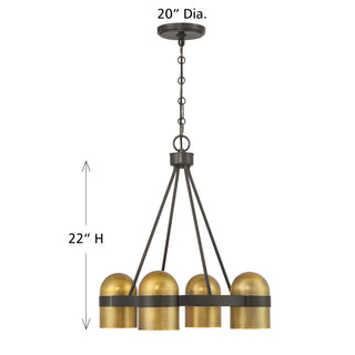 Andover 4-Light Chandelier in Mediterranean Bronze and Riviera Brass