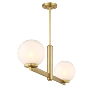 2-Light Linear Chandelier in Natural Brass