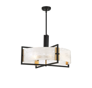 Hayward 5-Light Pendant in Matte Black with Warm Brass Accents