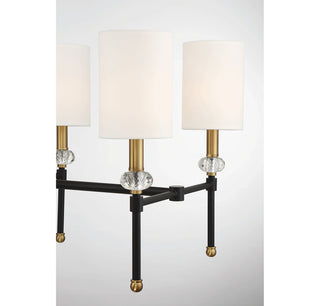 Tivoli 8-Light Linear Chandelier in Matte Black with Warm Brass Accents