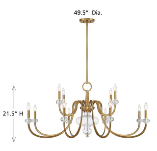 Bergdorf 12-Light Chandelier in Warm Brass