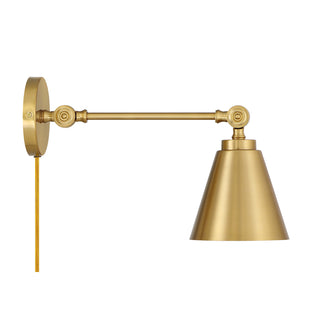 1-Light Wall Sconce in Natural Brass (Set of 2)