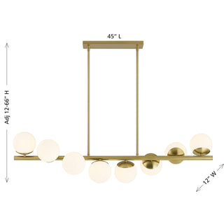 Turin 8-Light Linear Chandelier in Warm Brass by Dann Foley