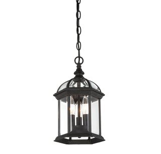 Kensington 3-Light Outdoor Hanging Lantern in Textured Black
