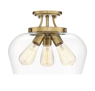 Octave 3-Light Ceiling Light in Warm Brass