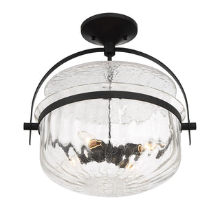 Denmar 4-Light Convertible Semi-Flush or Pendant in Matte Black
