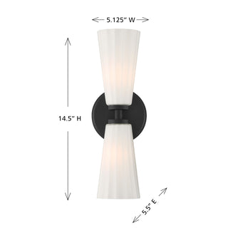 2-Light Wall Sconce in Matte Black