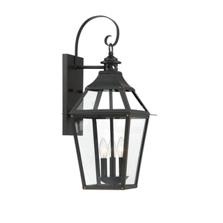 Jackson 3-Light Outdoor Wall Lantern in Matte Black with Gold Highlights