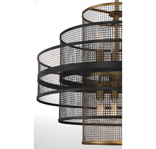 Kelvin 6-Light Pendant in Matte Black with Warm Brass