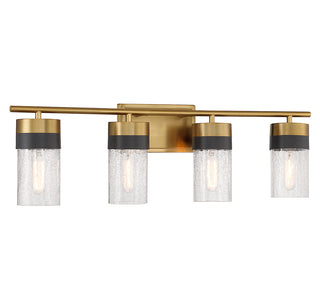 Brickell 4-Light Bathroom Vanity Light in Warm Brass and Black