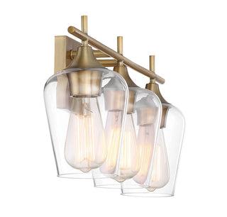 Octave 3-Light Bathroom Vanity Light in Warm Brass