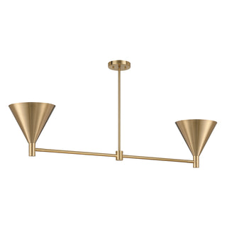 Pharos 2-Light Linear Chandelier in Noble Brass by Breegan Jane