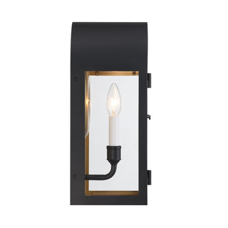 Grotto 1-Light Outdoor Wall Lantern in Matte Black with Vintage Gold