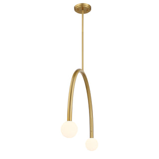 2-Light Chandelier in Natural Brass