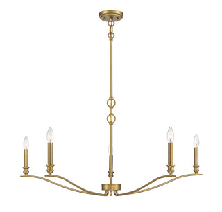 5-Light Chandelier in Natural Brass