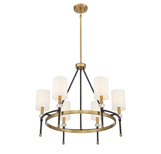Tivoli 6-Light Chandelier in Matte Black with Warm Brass Accents