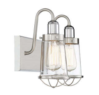 Lansing 2-Light Bathroom Vanity Light in Satin Nickel with Polished Nickel Accents