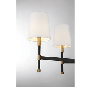 Brody 6-Light Linear Chandelier in Matte Black with Warm Brass Accents