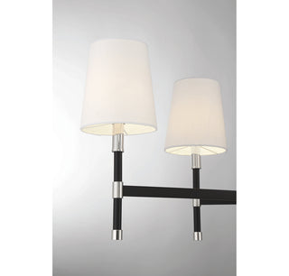 Brody 6-Light Linear Chandelier in Matte Black with Polished Nickel Accents