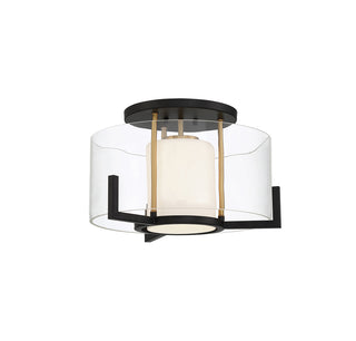 Eaton 1-Light Ceiling Light in Matte Black with Warm Brass Accents