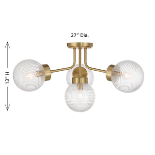 Coral 4-Light Semi-Flush in Warm Brass