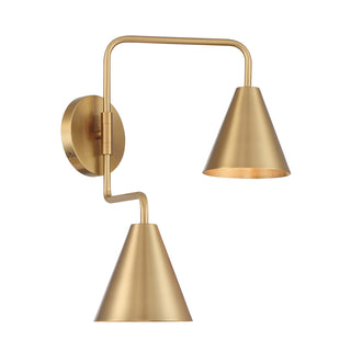 2-Light Adjustable Wall Sconce in Natural Brass