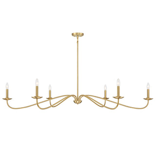 6-Light Chandelier in Natural Brass