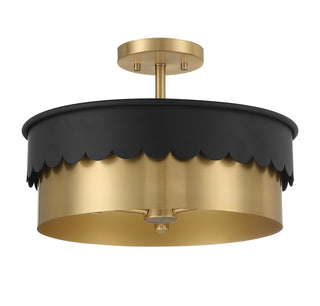 3-Light Ceiling Light in Matte Black and Natural Brass