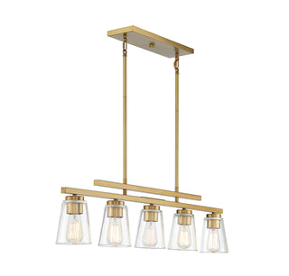 Calhoun 5-Light Linear Chandelier in Warm Brass