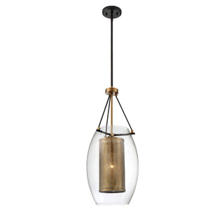 Dunbar 1-Light Pendant in Warm Brass with Bronze Accents