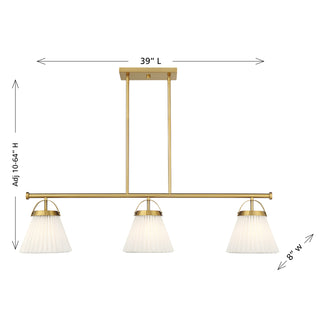 3-Light Linear Chandelier in Natural Brass